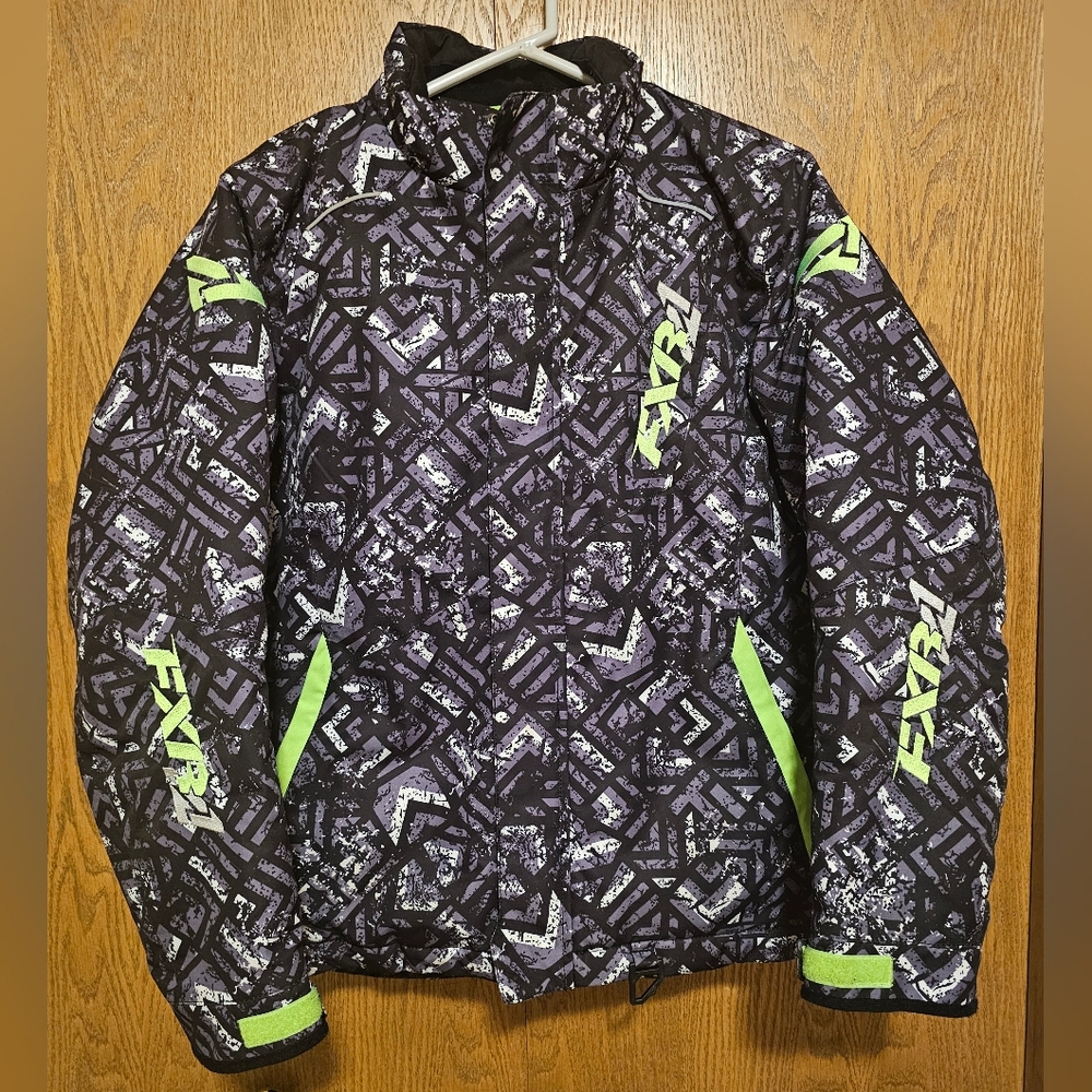 FXR Squadron Jacket Boys 14 Youth Charcoal Blast Hi-Vis Snowmobile Coat Winter